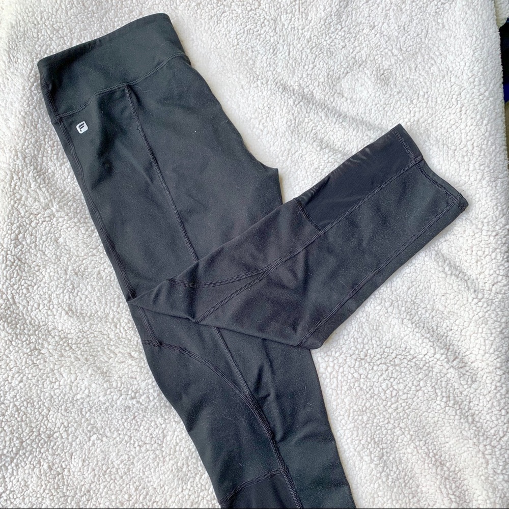 Black stitched mesh Capri leggings